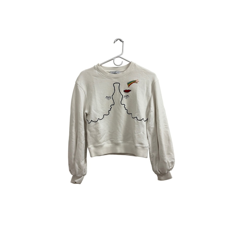 Vivetta Graphic Sweatshirt Whimsical Women XXS XS White Rainbow Star Abstract